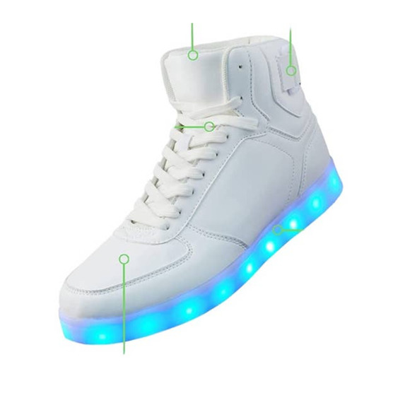 NWT Diyjts L.e.d. Rechargeable Light Up Sneakers In Crisp White - Unisex Size 47 - Picture 3 of 5